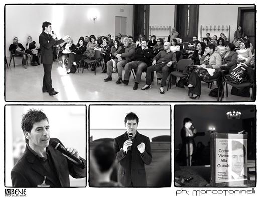 Un bellissimo collage fotografico in bianco e nero di Marco Toninelli, durante il seminario del coach motvazionale Giancarlo Fornei, tenuto a Villa Fenaroli (marzo 2015)