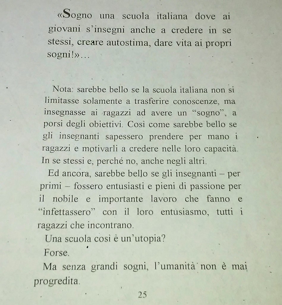 Pagina Sogno una scuola italiana - dal nuovo libro di Giancarlo Fornei - Autostima in 140 caratteri