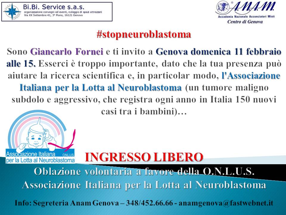 Seminario Genova evento benefico 11 febbraio 2018 a favore Associazione Italiana Lotta Neuroblastoma